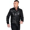 D'Arienzo Giacca Bomber in Pelle Nera Uomo con Bottoni e Tasconi Giubbotto Vera Pelle Made in Italy Alex Bottoni