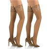 sesto senso 2 paia Calze Autoreggenti Opache Microfibra 40 den Coprenti Donna XL/XXL 42-44 Beige