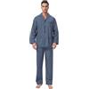 GLOBAL Pigiama Uomo 100% Cotone, Set Biancheria da Notte Lungo Traspirante | Due pezzi leggero adatto tutto l'anno, Camicia con tasche, coulisse pantalone, tessuto confortevole per il riposo notturno