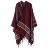 coonis Scialli da Donna, Morbido Poncho Mantella Cardigan Aperto Davanti, Maglione Sciarpa Oversize per Sera, Matrimonio, Festa, Viaggio (Rosso Grigio Bianco)