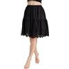 BEAUTELICATE Donna Sottogonna Cotone Sottoveste Mezza per Gonna Vintage Corto con Pizzo Bordo (Nero - 55cm, L)