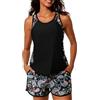 Yutdeng Tankini Donna Mare Costume da Bagno Due Pezzi Modest Tankini Set Canotta Top Bikini Push Up e Pantaloncini da Bagno con Tasche Costumi da Bagno Sportivi Swimwear da Spiaggia