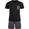 Winovia Pigiama Corto da Uomo, 100% Cotone, a Maniche Corte, con Pantaloni a Quadri