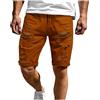 ORANDESIGNE Pantaloni Corti Uomo Bermuda Ragazzo Tasconi Cargo Jeans Strappati Pantaloni con Tasche Laterali Pantalone Uomini Estivo Shorts Elegante Slim Fit F caffè XS