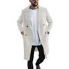 Generisch Cappotto di lana da uomo invernale, cappotto invernale da uomo, caldo, casual, cappotto da lavoro di media lunghezza con doppio petto e tasche cappotto stile inglese giacca invernale casual, bianco, M