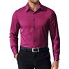 WINKEEY Camicia Uomo Maniche Lunga Camicie No Stiro Business Camicia Senza Rughe Regolare Fit Elegante Casual,Rosso Vino S