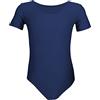 Aquarti Body da Ginnastica da Bambina a Maniche Corte, Blu Scuro, 122