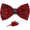 TSWNG Papillon da uomo con piume, già legato, con piume, regolabile, fatto a mano, per matrimoni, sposi, banchetti, feste