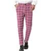 Oanviso Pantaloni da Abito Uomo Chino Pantaloni Motivo a Quadri Elegante Taglio Dritto Pantalone Casual Jogging Chino Pantaloni Elasticizzati Slim Fit Twill Pantaloni Scozzesi Uomo F Rosa L