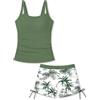 YYDSXK Costume da Bagno Bambina, 2 Pezzi Tankini Bambina | Top Tinta Unita e Pantaloncini Stampati con Coulisse Regolabile Due Pezzi Bambina 11-16 Anni