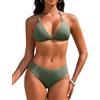 Vijamiy Bikini Donna Costumi da Bagno Triangolo Costume Donna Mare Due Pezzi Push Up Sexy Halter Bikini Set Imbottito Regolabili Swimsuit Tankini Swimwear