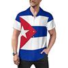 FJQWKLF Camicie a Maniche Corte da Uomo con Bandiera di Cuba. Camicia Cubana Guayabera, Top da Spiaggia