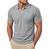 Elainone Polo Uomo Manica Corta con Scollo a Y Senza Bottoni | 65% cotone e 35% poliestere, vestibilità regular, stile smart casual per ufficio, tempo libero e viaggio