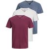 JACK & JONES JJESPLIT - Maglietta Basic da Uomo, con Scollo a V, a Maniche Corte, in Jersey di Cotone, Confezione da 3 Pezzi (Confezione A: Port Royale, Flint Stone, Cloud Dancer), XXL