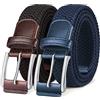 BULLIANT Cintura Uomo 2 Pezzi, Cinture Elastica Intrecciata con Fibbia in Lega di Zinco 35mm