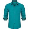 HISDERN Camicia Uomo Manica Lunga Elegante Camicia Verde Acqua Uomo Regular Fit Casual Cotone Camicie Elasticizzata No Stiro con Tasca 2XL