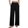 heekpek Pantaloni Cotone Donna Estivi Leggeri Larghi Comodi Larghi Pantaloni Vita Alta Pantalone Casual con Tasche, Nero, M
