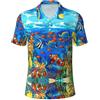 TTYDOKLA Polo da uomo a maniche corte con stampa di oceano tropicale e corallo, stampa mondo sottomarino, camicie casual da golf, per l'uso quotidiano e occasioni formali, Nero , S