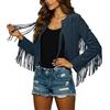 Generisch Giacche in similpelle da donna, alla moda, con frange occidentali, in pelle, da motociclista, da cowgirl, da cowboy, O blu., S