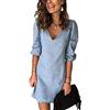 ORANDESIGNE Vestito Donna Estivi Vestito Camicia Donna Maniche Corte Estate Casual Vestito Scoll A V Camicia Allentata Abiti