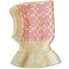 tevirP Passamontagna da inverno, per bambini, per ragazzi e ragazze, in 100% lana merino, fatto a maglia Bianco naturale e rosa. L