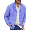 YOUYING Giacca da uomo in cotone e lino, vestibilità larga, leggera, con bottoni, casual, estiva, con risvolto, abbigliamento sportivo, C# Blu, L