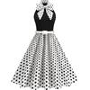 Dasongff Abito vintage anni '50 Pin Up da donna, abito da donna con guinguette, anni '50, abito rockabilly, senza maniche, a pois, abiti da cocktail swing per carnevale, ballo di fine anno, serale, guinguette