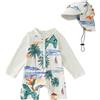 Generico Costume da Bagno per Neonato, Anti-UV, Tuta da Nuoto a Maniche Lunghe e Cappello Bagno Set UPF 5+ Protettivo in Neoprene Solare Muta Surf Swimsuit Spiaggia Mare Piscina, Spiaggia, Immersioni