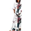 Generico Vestaglia O Kimono Donna Abiti Estivi per Donna 2 Set di Lino in Cotone T-Shirt Oversize Pantaloni a Gamba Dritta Tuta Taglie Forti Pigiama Donna 7XL (White, L)