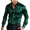 Oanviso Camicia in Raso Uomo Maniche Lunghe Camicie Elegante | da Abito, Casual, Moda, Bottoni, Shirts, Lucido, da Ballo, Matrimonio, Festa