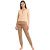 de fonseca Pigiama Donna Cotone Leggero 100% - Ideale per Primavera e Mezze Stagioni - Completo di Maglia con Bottoni Pantalone (IT, Testo, S, Regular, Regular, Modello 6)