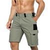 LinRim Pantaloncini corti da uomo, pantaloncini cargo bermuda estivi, da lavoro, da uomo, per sport all'aria aperta, con chiusura lampo, bottone, più tasche, verde/B, L