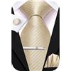 Hi-Tie - Set di cravatte in seta da uomo, rosa, blu, nero, 4 pezzi, con fazzoletto da tasca quadrato e gemelli, clip e spilla per matrimonio, Champagne a, M
