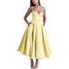 KINLYBO Abito da sposa da donna in maglia francese a doppio strato, Giallo, M