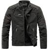 Generisch Giacca in pelle da uomo retrò, bomber in pelle PU, slim fit, classica, per le mezze stagioni, con molte cerniere, comoda giacca da ciclismo, tinta unita, versatile