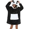 chuangminghangqi - Felpa con cappuccio oversize, calda, in peluche, con tasca, da uomo, donna, per ragazzi e ragazze, Panda, S