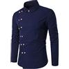 YAOTT Uomo Camicia Manica Lunga Girare Collare Diagonale Doppio Petto Pulsante Camicia Camicia Grandi Dimensioni Dress Shirt Colore Solido Confortevole
