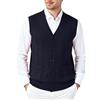 ZDSUHYIW Maglione da uomo, senza maniche, con motivo a treccia, misto lana, senza maniche, scollo a V, caldo gilet invernale, Blu mare, 3XL