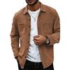 seiveini Camicia da Uomo in Velluto Maniche Lunghe Giacca Camicie Button-Down con Tasche Autunno Inverno A Marrone M