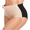 YADIFEN Mutande modellanti da donna, a vita alta, con controllo della pancia, traspiranti, per abiti e uso quotidiano, Nero + beige., S