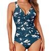 Generico Costume Modellante Donna Pancia Piatta Costume da Bagno da Donna 2024 Primavera/Estate Nuovo Tinta Unita a Vita Alta Sexy con Scollo a V Aperto sul Costumi Interi Pancia Piatta (Green, M)