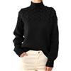 shownicer Maglione Donna Collo Alto Maglione A Maniche Lunghe Elegante Chic Pullover Lavorato a Maglia Oversize Casual Moda Knitted Sweater Top per Autunno Inverno B2 Nero M