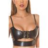 Koucla Top Crop Top Bustier in ecopelle senza pancia in corpetto con fibbia decorativa e cutout