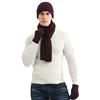 LAUSONS Coordinati Invernali da Uomo, Cappelli Invernali con Foderato in Pile Guanti Touch Screen e Sciarpa Maglia Vino