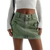 ORANDESIGNE Donna Gonna Corta in Denim Cargo Jean Gonna A-Line Estive a Tubino Minigonne Elasticizzata Minigonna con Tasche Slim Fit