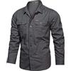 DGZTWLL Camicia tattica da uomo a maniche lunghe, in tessuto ripstop, casual, con bottoni, tessuto leggero e resistente, per attività all'aperto e per uso domestico