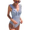 heekpek Costume da Bagno Donna Intero Vita Alta Bikini Costumi Interi Sexy Piscina Spiaggia Elegante Un Pezzo Push Up Floreale Bikini Mare, Blu, L