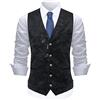 Allthemen Mens Paisley Jacquard Suit Gilet monopetto Vest Slim Fit Button Down Prom Abito formale Gilet nero 1 XXL