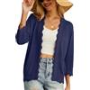 GRECERELLE Cardigan estivo da donna lavorato a maglia, coprispalle da donna, leggero, morbido, casual, con bordi smerlati, cardigan per abito estivo da sera o matrimonio, blu navy, S