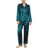 Heersan Pigiama Donna in Raso con Bottoni, Pigiami Due Pezzi a Maniche Lunghe, Set Camicia e Pantaloni Lunghi, Abbigliamento da Notte, Elegante Comodo Sleepwear